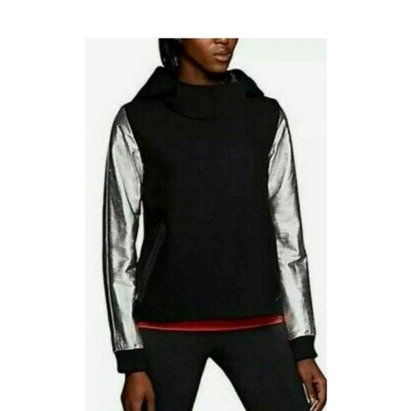 Nike Destroyer Varsity Jacket Wool Hoodie Lamb Leather Coat Black Size Med - Picture 4 of 12